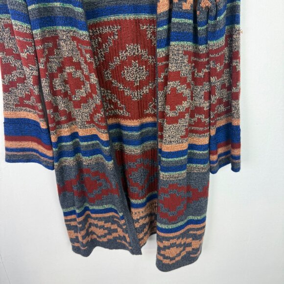 NWT Spense Knits Tribal Print Long Open Front Cardigan Sweater Size Medium M NEW - Picture 3 of 11